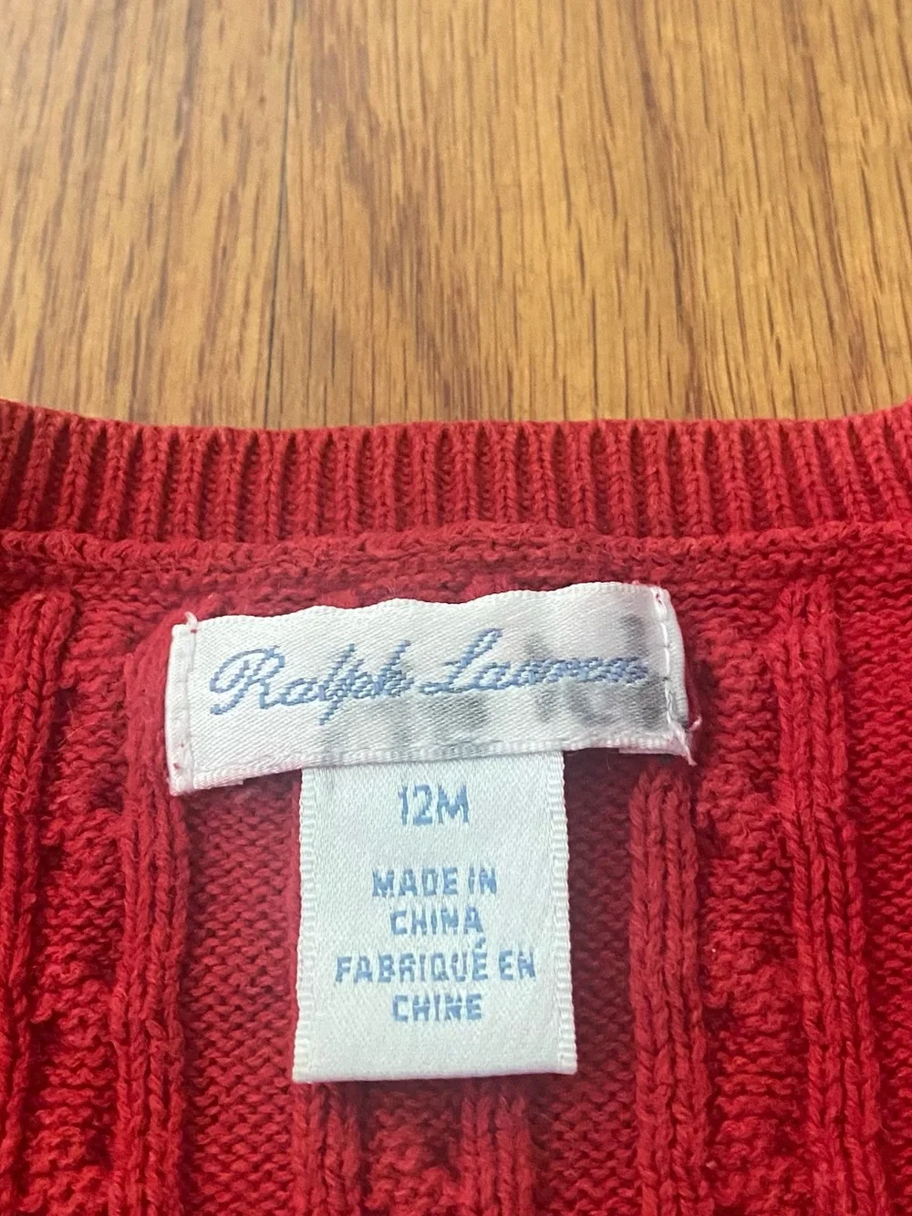 Ralph Lauren Red Mini Cable Knit Button Cardigan for Kids